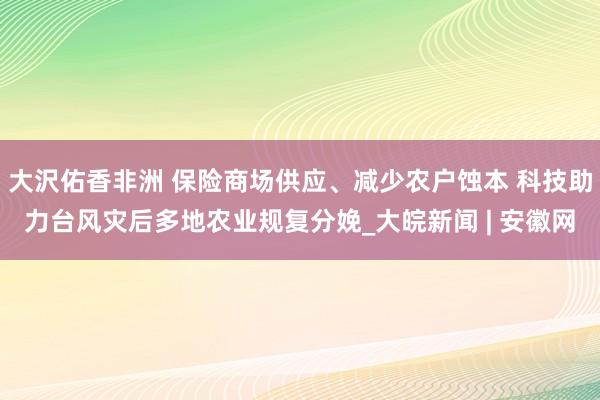 大沢佑香非洲 保险商场供应、减少农户蚀本 科技助力台风灾后多地农业规复分娩_大皖新闻 | 安徽网