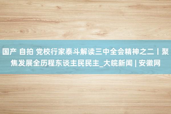 国产 自拍 党校行家泰斗解读三中全会精神之二丨聚焦发展全历程东谈主民民主_大皖新闻 | 安徽网