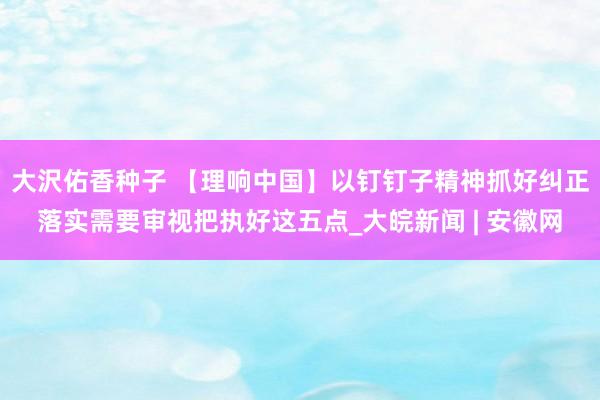 大沢佑香种子 【理响中国】以钉钉子精神抓好纠正落实需要审视把执好这五点_大皖新闻 | 安徽网