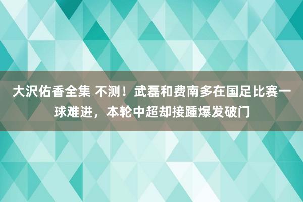 大沢佑香全集 不测！武磊和费南多在国足比赛一球难进，本轮中超却接踵爆发破门