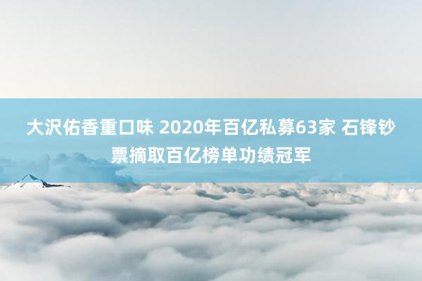 大沢佑香重口味 2020年百亿私募63家 石锋钞票摘取百亿榜单功绩冠军