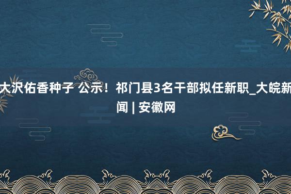 大沢佑香种子 公示！祁门县3名干部拟任新职_大皖新闻 | 安徽网