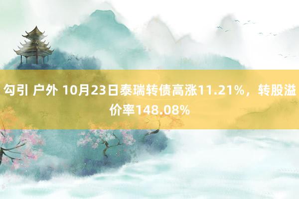 勾引 户外 10月23日泰瑞转债高涨11.21%，转股溢价率148.08%