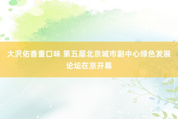 大沢佑香重口味 第五届北京城市副中心绿色发展论坛在京开幕