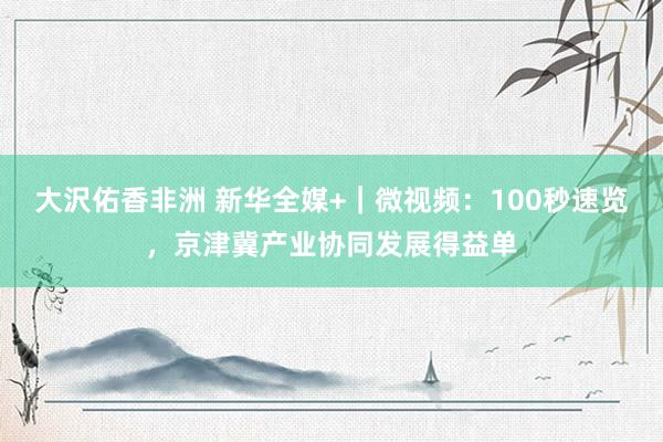 大沢佑香非洲 新华全媒+｜微视频：100秒速览，京津冀产业协同发展得益单