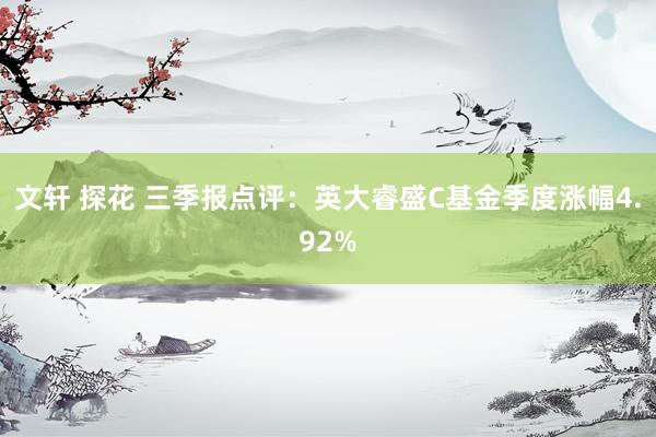 文轩 探花 三季报点评：英大睿盛C基金季度涨幅4.92%