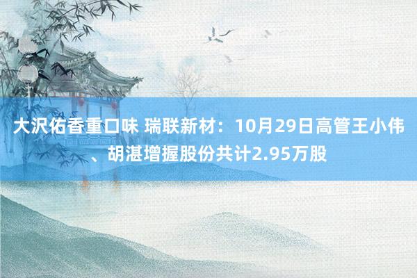 大沢佑香重口味 瑞联新材：10月29日高管王小伟、胡湛增握股份共计2.95万股