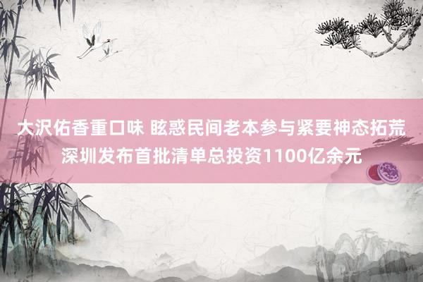 大沢佑香重口味 眩惑民间老本参与紧要神态拓荒　深圳发布首批清单总投资1100亿余元