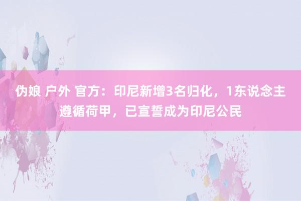 伪娘 户外 官方：印尼新增3名归化，1东说念主遵循荷甲，已宣誓成为印尼公民